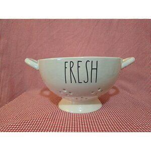Rae Dunn Artisan Collection Ceramic Colander "Fresh" Design By Magenta 11" Diame